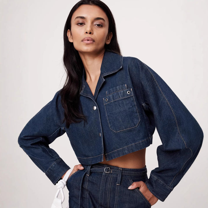 Women's Denim Crop Jacket and Mini Skirt Set Lisslune