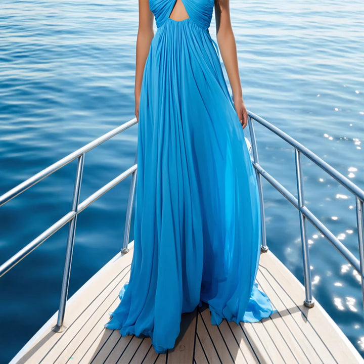 Women's Maxi Party Dress with Chic Halter Neck and Alluring Cut-Out