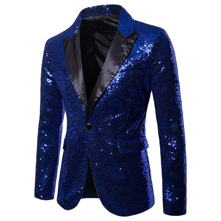 Men's Glamorous Sequin Blazer with Modern Cut and Elegant Accents Lisslune