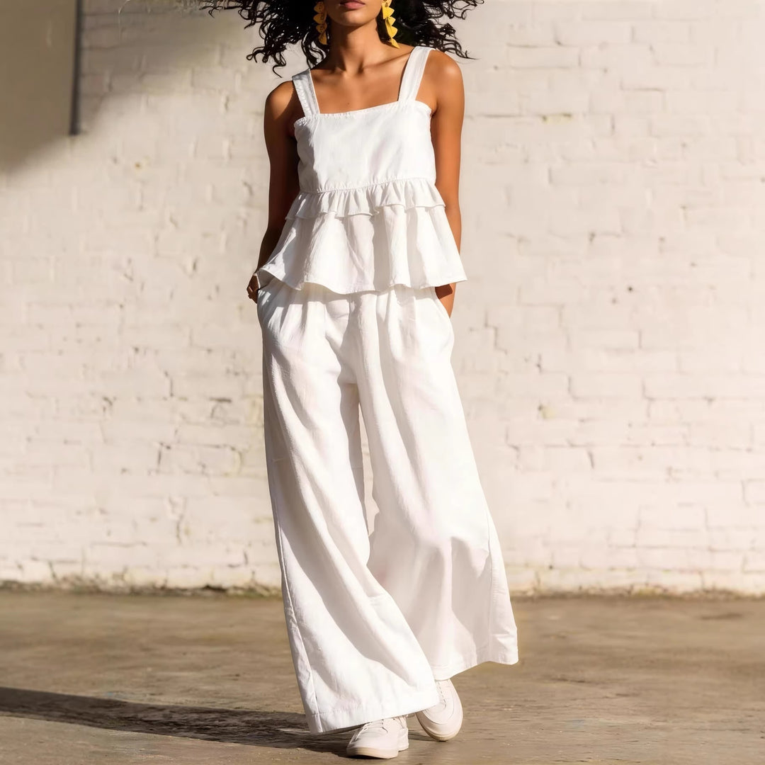 Women's Fashionable Two-Piece with Ruffle Details and Casual Cut Lisslune
