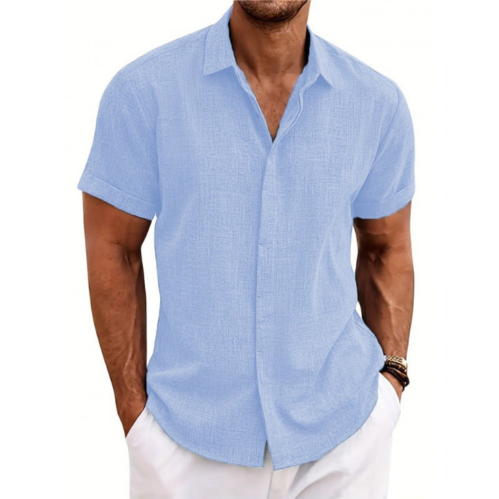 Men's short-sleeve shirt with textured design and modern collar Lisslune