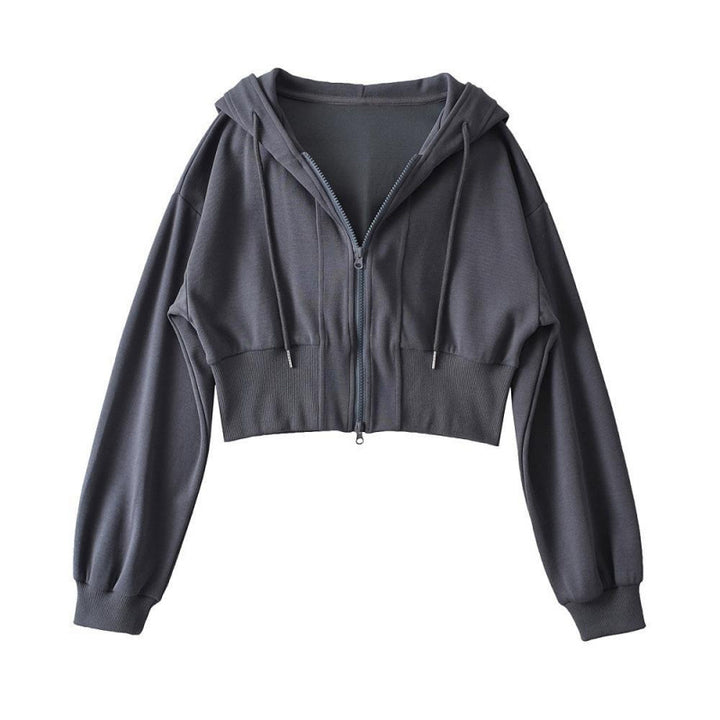 Women's cropped hoodie jacket with zipper and elastic cuffs Lisslune