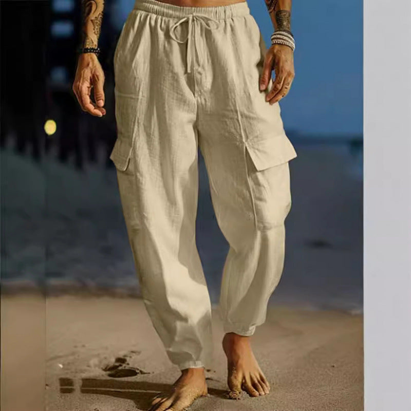 Men's cargo pants with elastic waistband and practical side pockets Lisslune