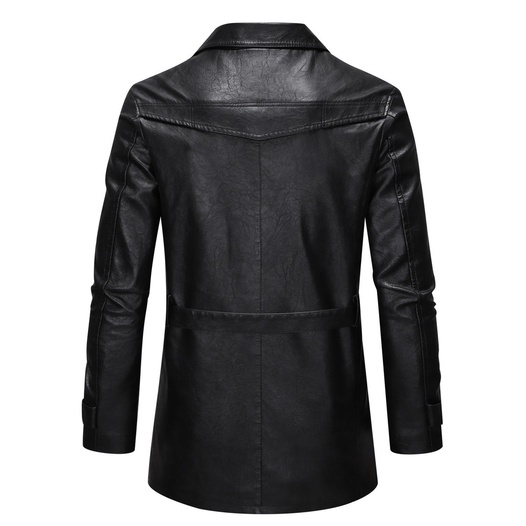 Men's Synthetic Leather Trench Coat Lisslune