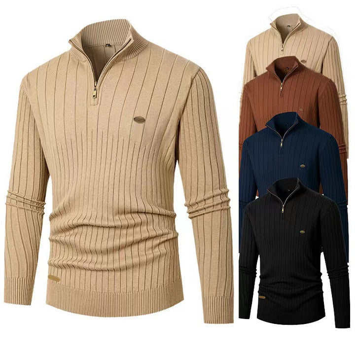 Men's pullover with modern zipper and ribbed structure Lisslune