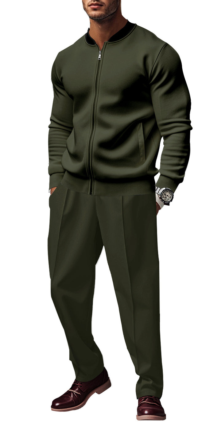 Men's sporty tracksuit with practical pockets and short zipper Lisslune