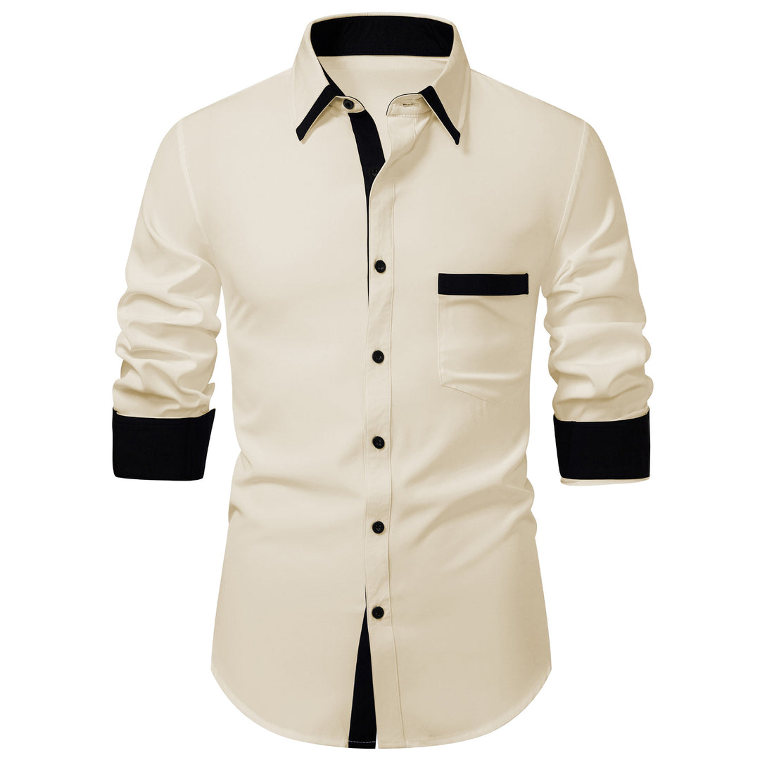 Men's long sleeve shirt with elegant contrasting collar decoration Lisslune