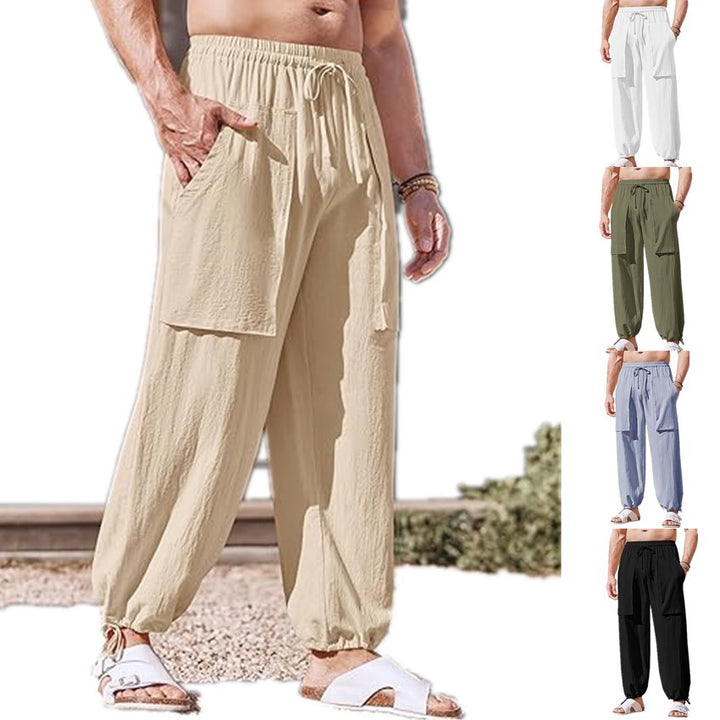 Men's loose summer pants with elastic waistband and pockets Lisslune