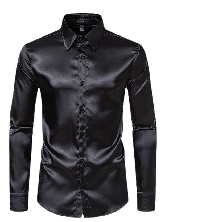 Men's Elegant and Shiny Long Sleeve Shirt with Innovative Texture Lisslune