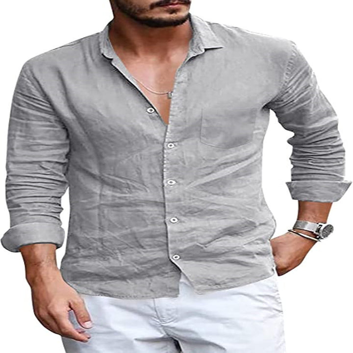 Men's shirt made of high-quality linen with a stylish collar and casual fit Lisslune