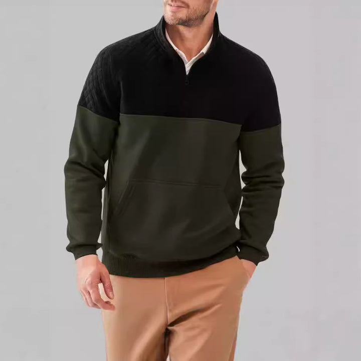 Men's sporty pullover with stand-up collar and pockets Lisslune