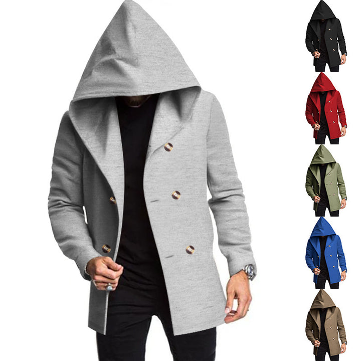 Men's Stylish Double-Breasted Jacket with Hood Lisslune