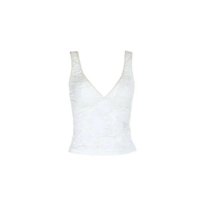 Women's lace camisole with deep V-neck and fitted cut