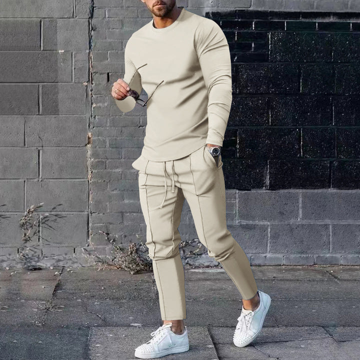 Men's sporty long-sleeve top with practical jogging pants Lisslune