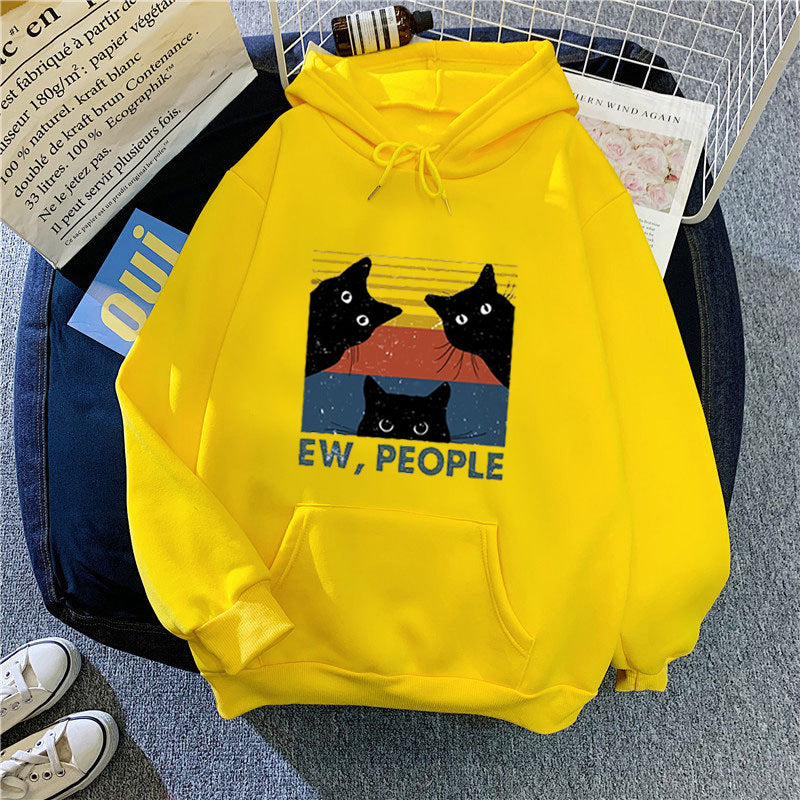Women’s hoodie with stylish cat motif and inspiring lettering Lisslune