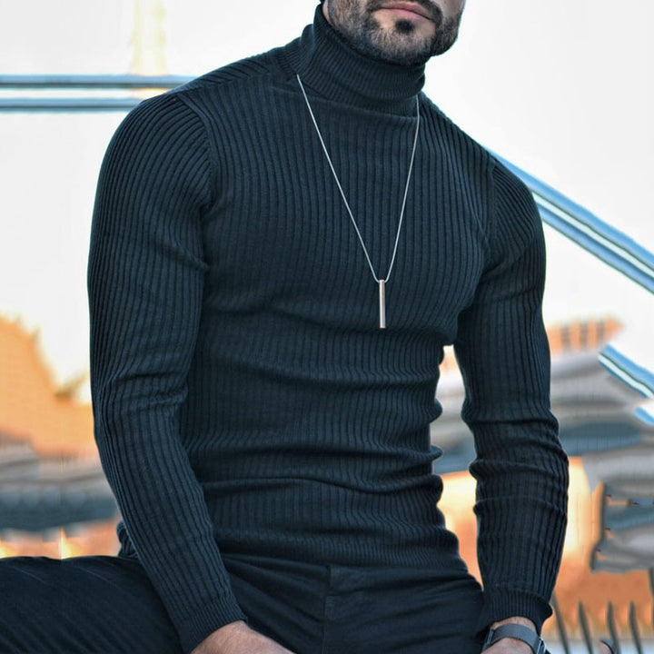Men's High-Quality Turtleneck Sweater with Textured Design Lisslune
