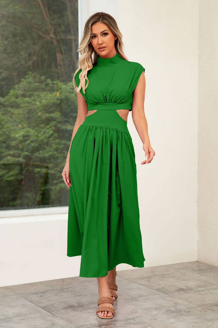 Women's maxi dress with cut-outs and modern stand-up collar Lune London
