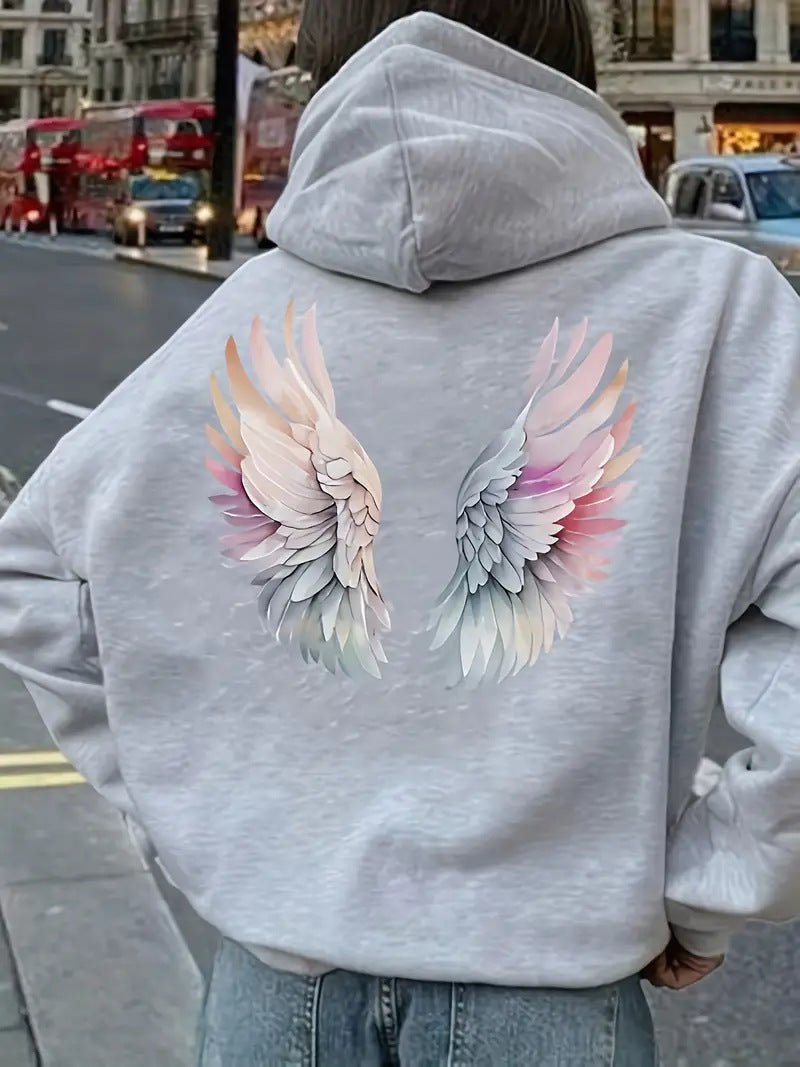 Women's hoodie sweatshirt with imaginative wing motif Lisslune