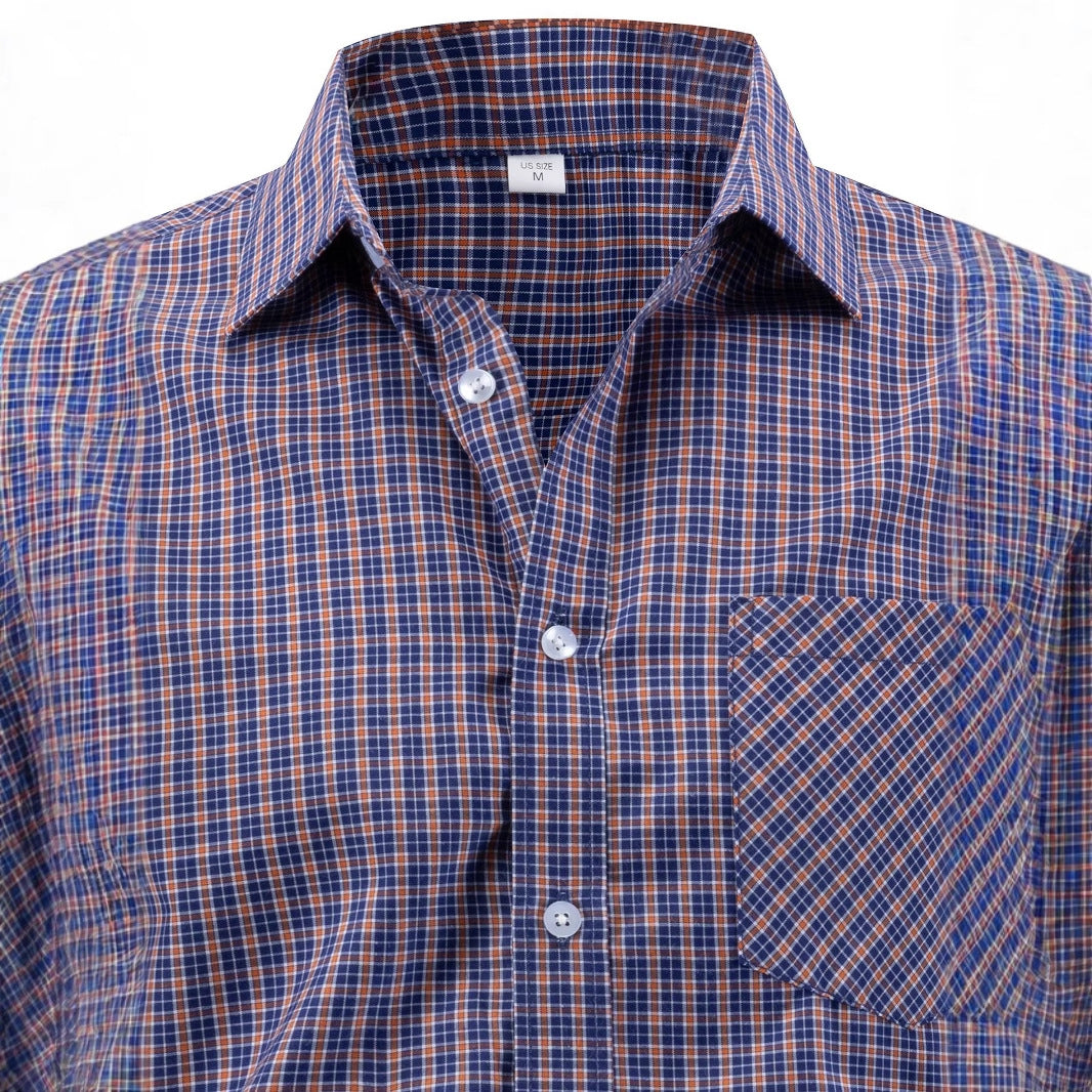 Men's long-sleeve shirt with modern check pattern and breast pocket Lisslune