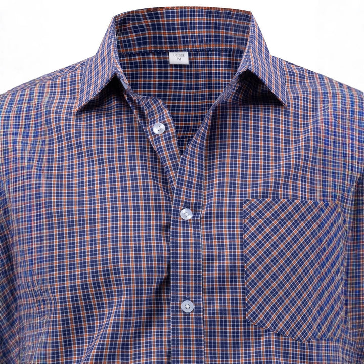 Men's long-sleeve shirt with modern check pattern and breast pocket Lisslune
