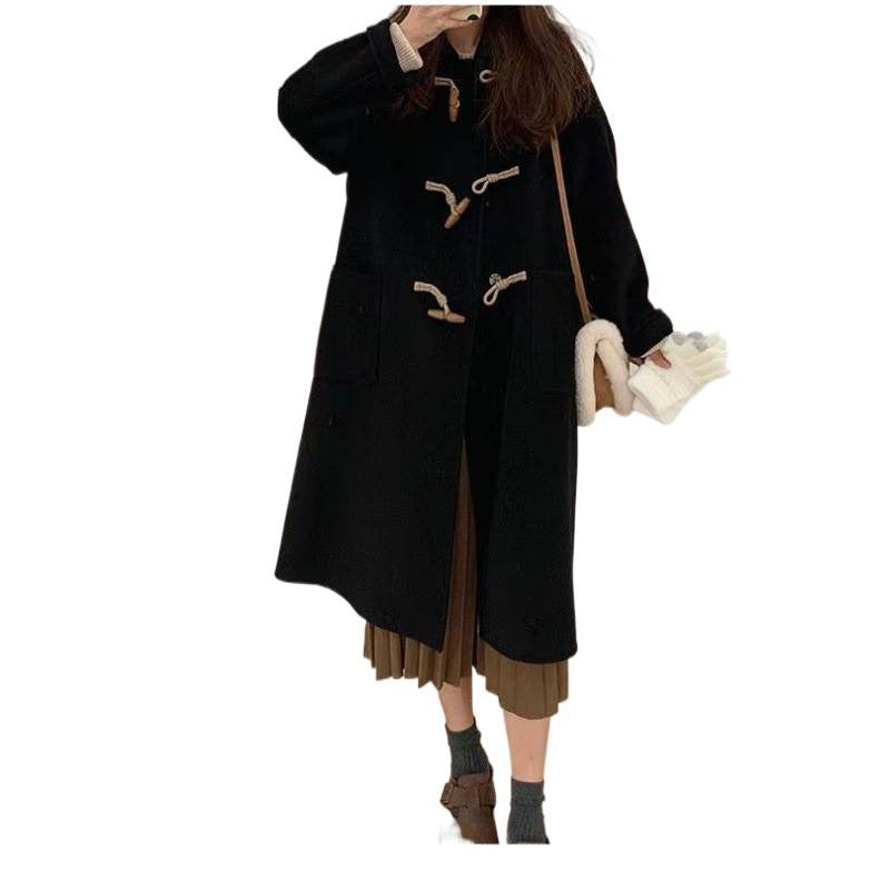 Women's Duffle Coat with Practical Pockets and Decorative Wooden Toggle Buttons Lisslune