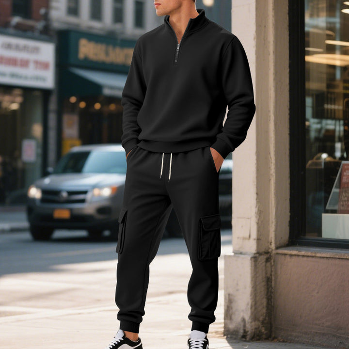Men's sporty leisure set with high collar and practical cargo pockets Lisslune