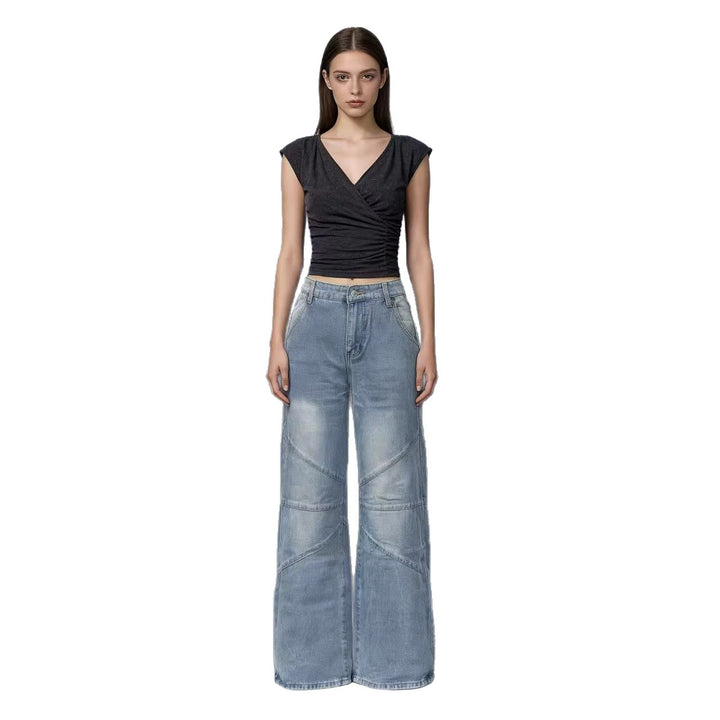 Damen Weit geschnittene Jeans mit einzigartigen Nahtdetails Lisslune
