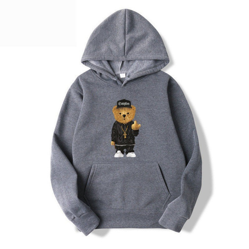 Women’s hoodie with artistic bear design and kangaroo pocket Lisslune