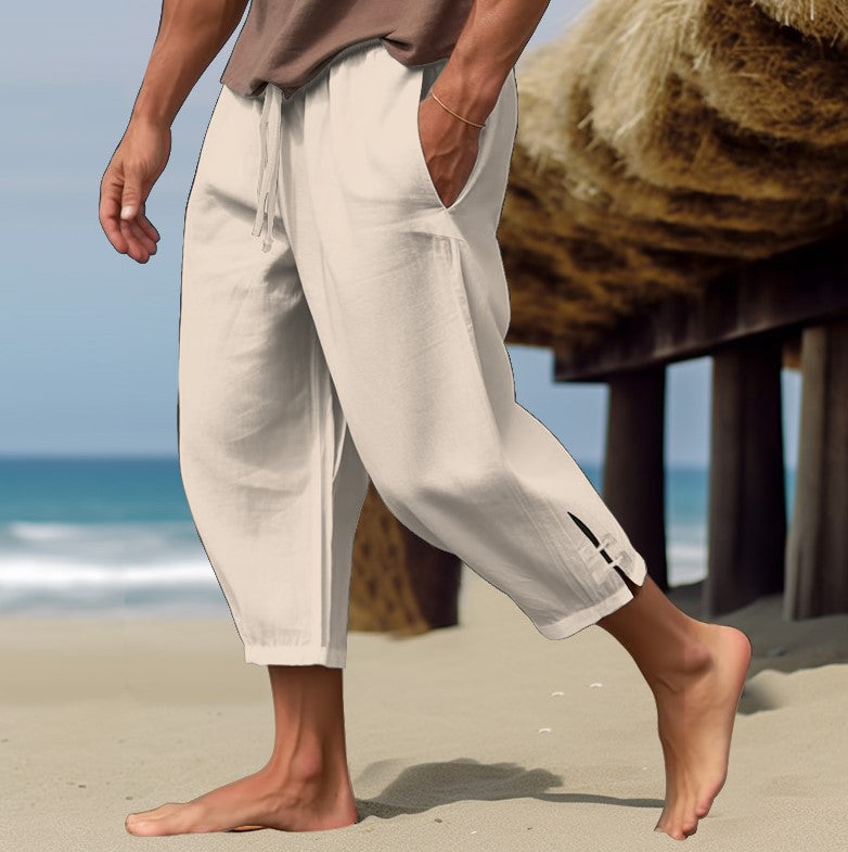 Men's loose beach pants with breathable material and elastic waistband Lisslune
