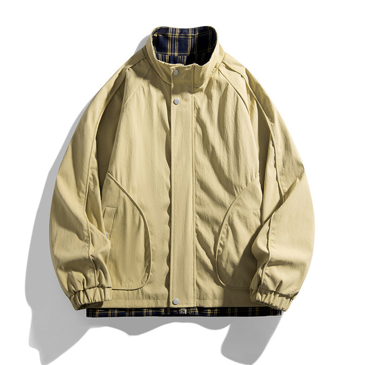 Men's casual transitional jacket with high collar and practical zip pockets Lisslune