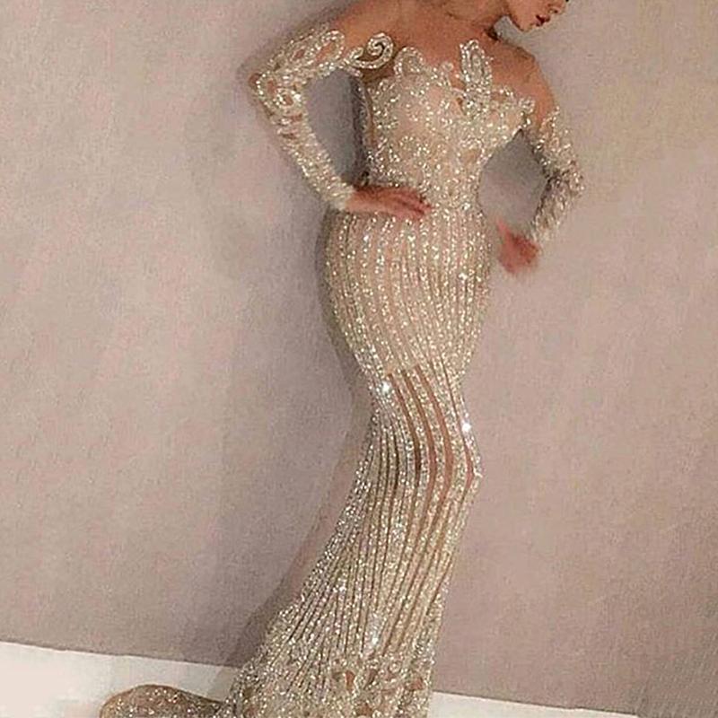 Women's elegant evening dress with glittering sequins and slim fit Lisslune