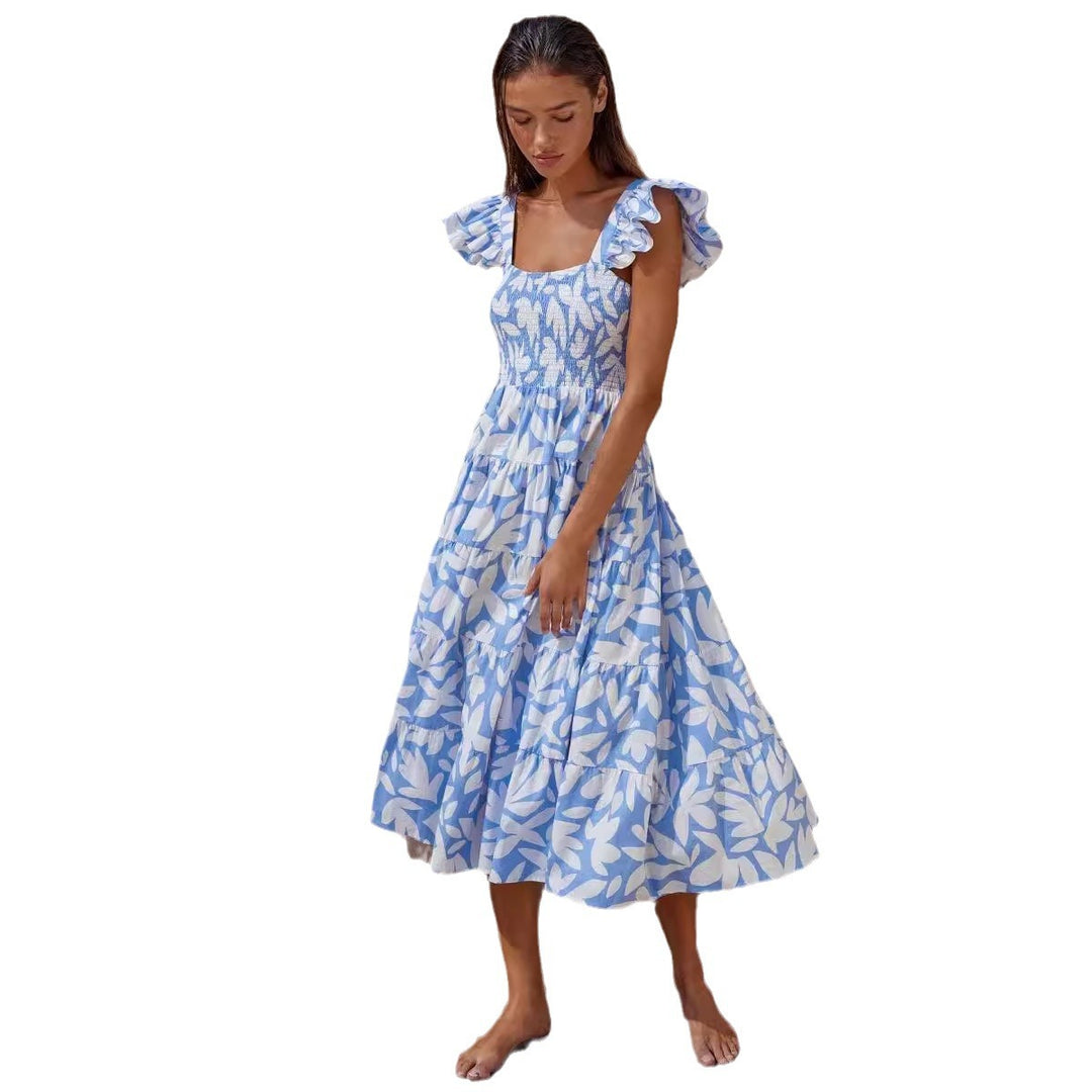 Women's midi dress with ruffled sleeves and voluminous skirt piece Lisslune