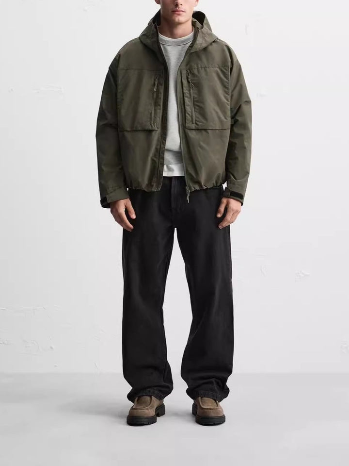 Men's Casual Utility Jacket with Wind Protection and Practical Zipper Lisslune