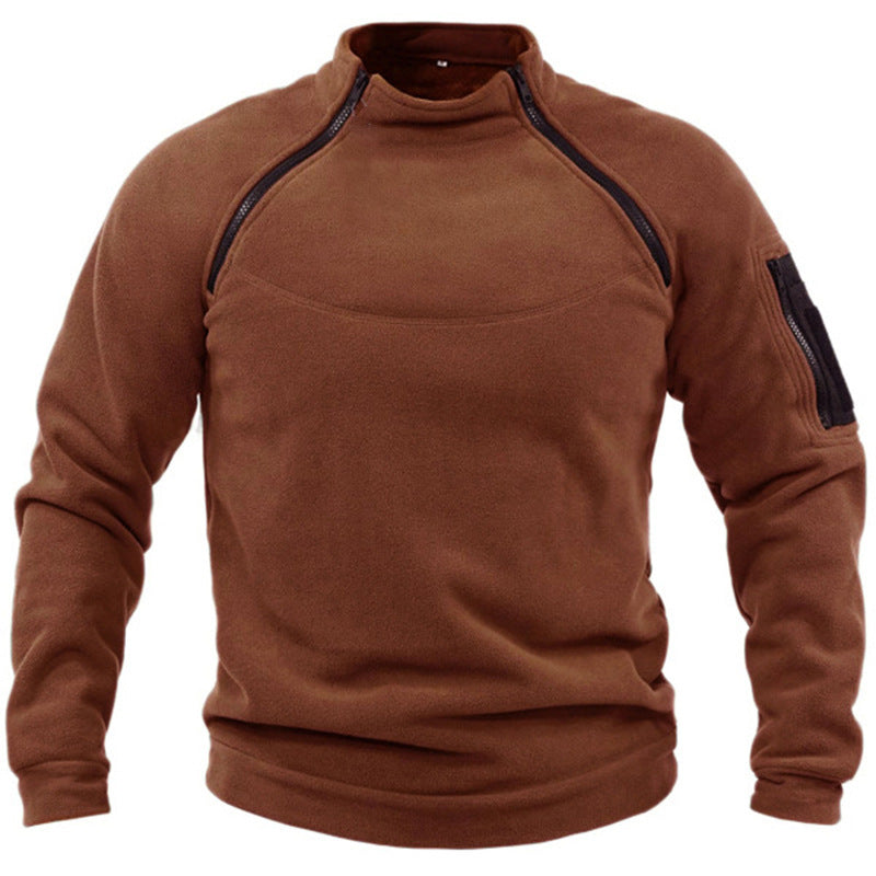 Men's fleece pullover with zipper and pockets Lisslune