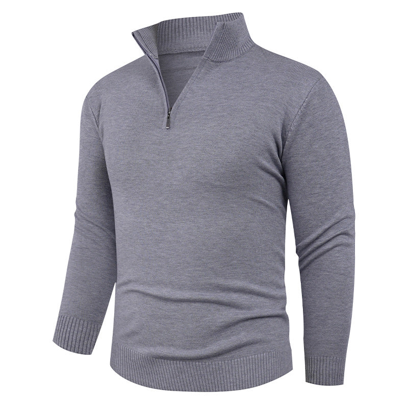 Men's knit sweater with high collar and practical zipper Lisslune