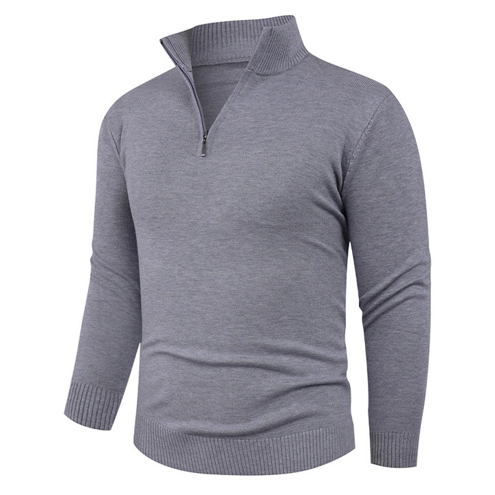 Men's knit sweater with high collar and practical zipper Lisslune