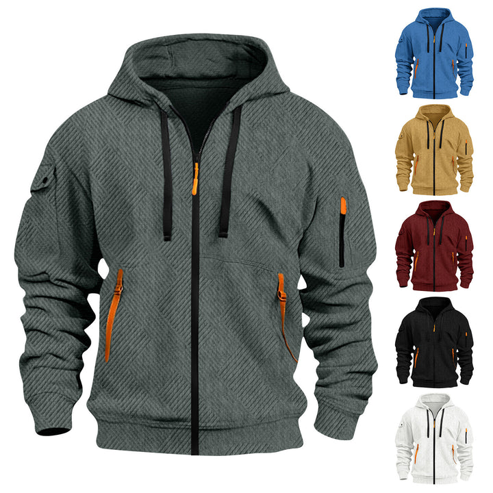 Men's sporty hoodie made of functional material with innovative structural design and two side zip pockets Lisslune