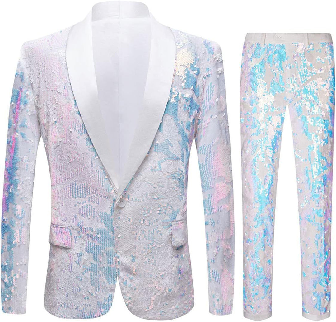 Men's elegant velvet suit with shiny sequin pattern Lisslune