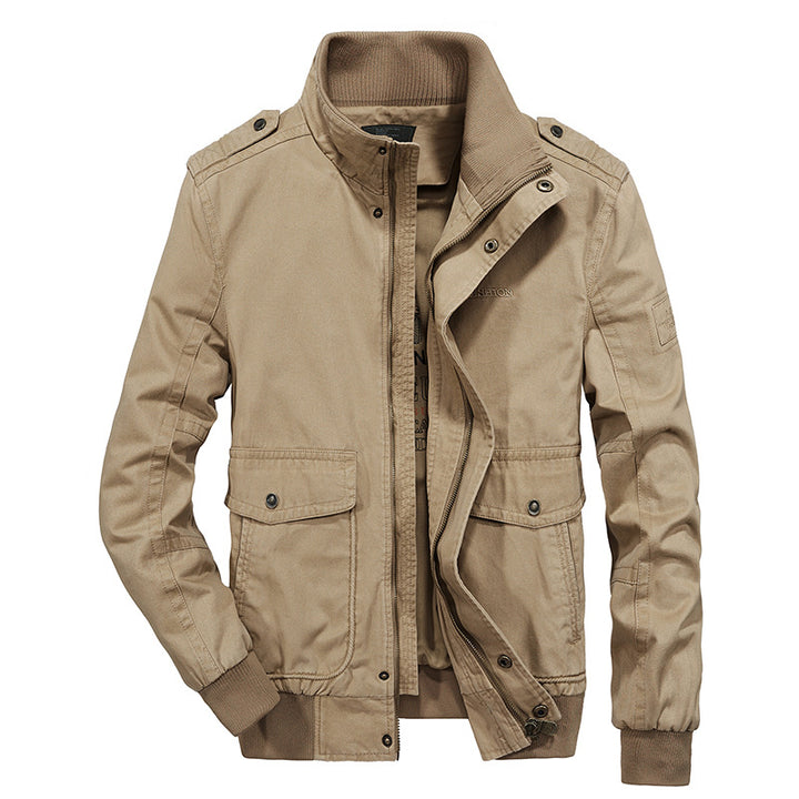 Men's Casual Utility Jacket with Adjustable Collar and Practical Pockets Lisslune