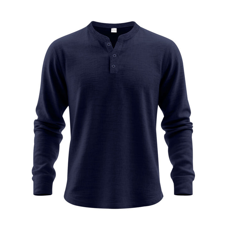 Men's Long Sleeve Shirt with Button Placket Lisslune