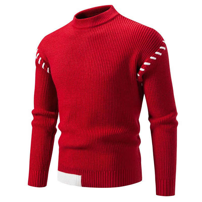 Men's fashionable knit sweater with high collar and unique cable design Lisslune