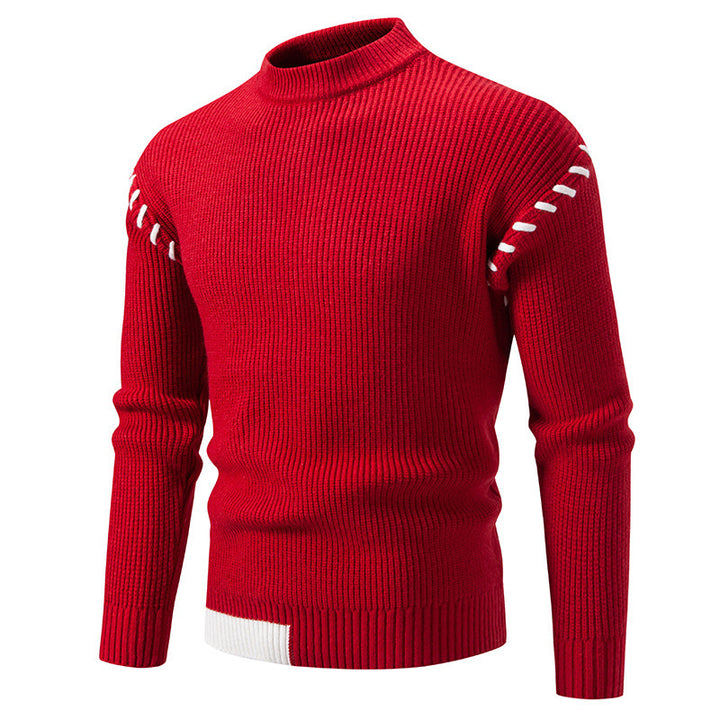 Men's fashionable knit sweater with high collar and unique cable design Lisslune
