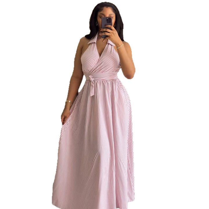 Ladies maxi dress with elegant wrap design and high cut