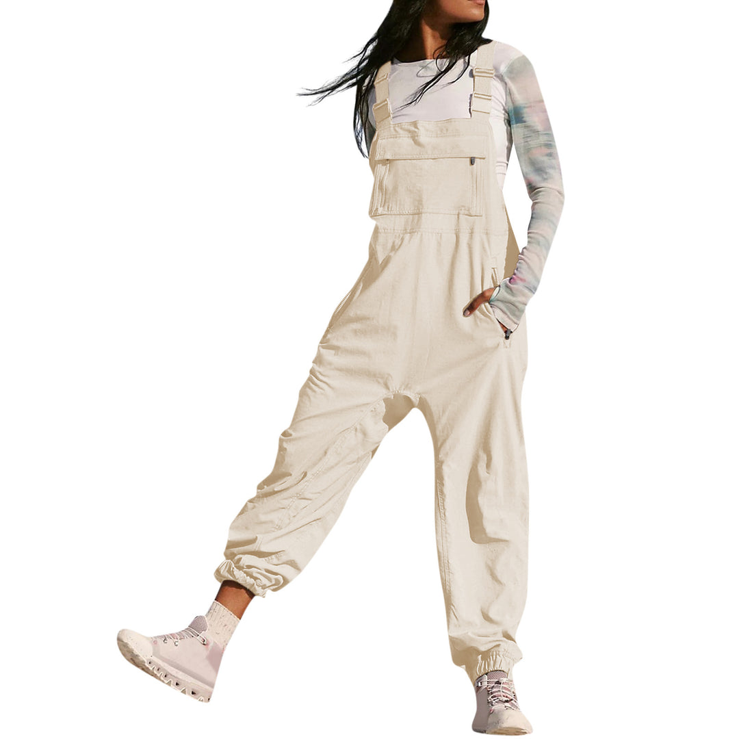 Women's Casual Jumpsuit with Practical Pockets and Elastic Hem Lisslune