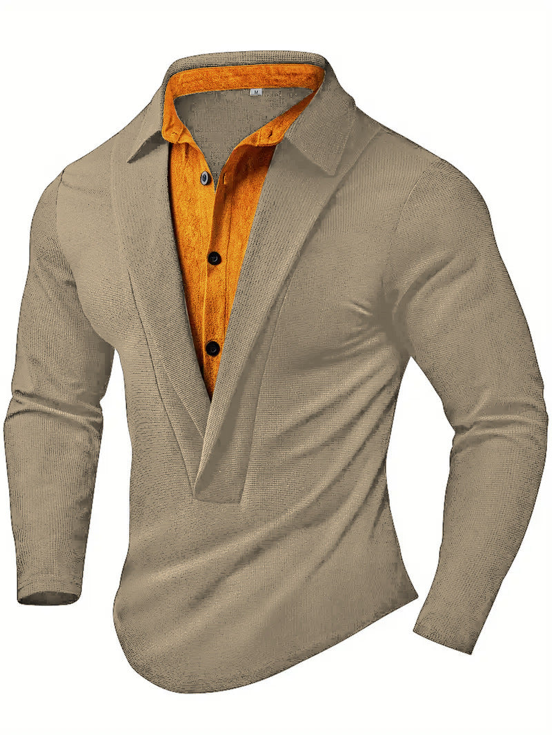 Men's Elegant Long Sleeve Shirt with Modern Collar and Textured Design Lisslune