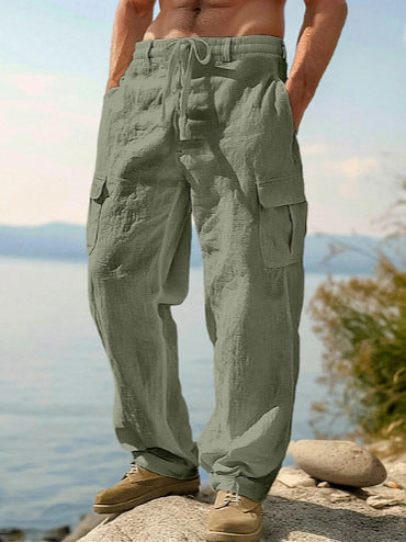 Men's cargo pants with elastic waistband and practical side pockets Lisslune