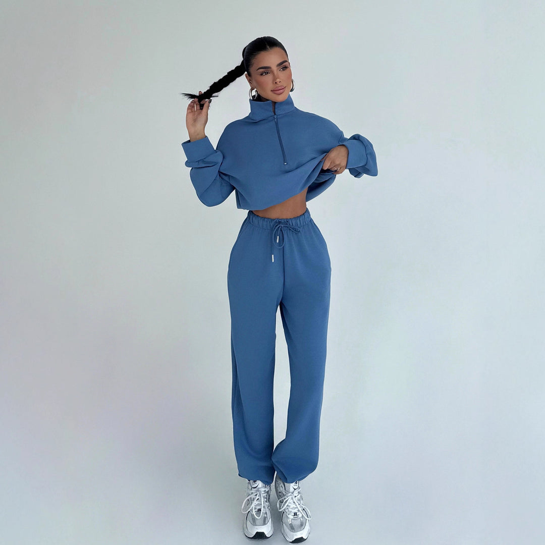 Women's sporty crop sweater and jogger set Lisslune