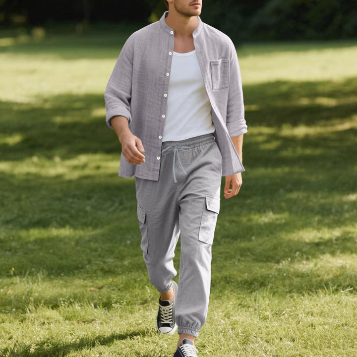 Men's casual cargo pants with elastic waistband and practical side pockets Lisslune