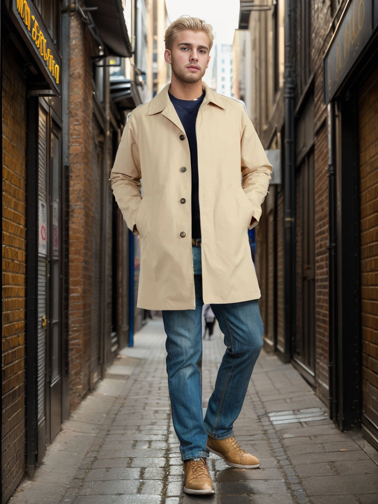Men's casual raincoat with practical snap buttons and modern cut Lisslune