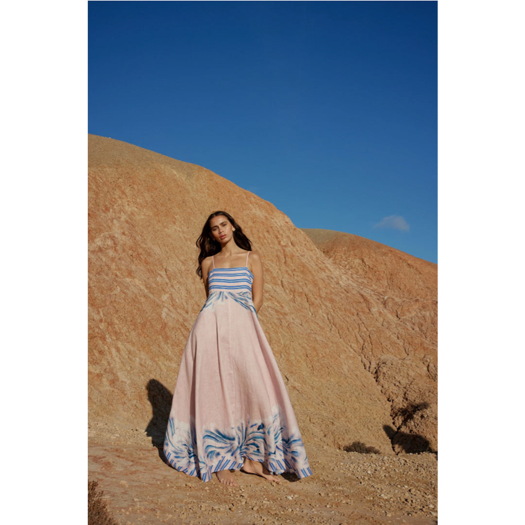 Ladies maxi dress with subtle gradient and floral pattern Lune London